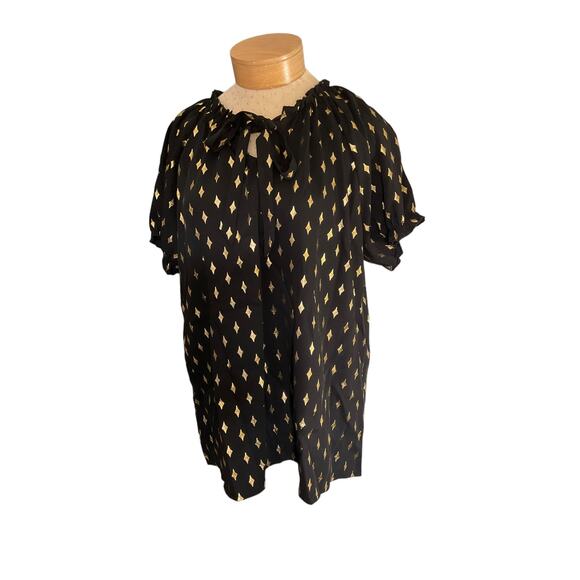 Shannon Ford New York Women's 2X Black Blouse Gold Diamond Pattern New - Picture 11 of 11